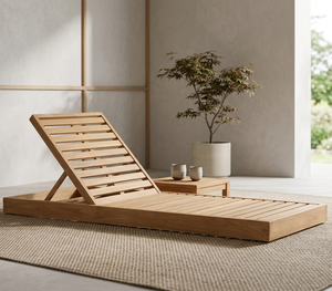 Elegante Tumbona Leona, Fabricada Artesanalmente con Acabado de Madera Natural Moderna, Tumbona de Listones para Villas de Alta Gama, Spas y Restaurantes - Product Image 2