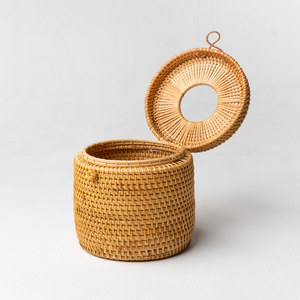 Porte-rouleaux de papier toilette rond, boîte porte-mouchoirs en rotin de qualité supérieure, boîtes prêtes à l'exportation, fabriquées au Vietnam - Product Image 2