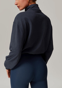 Sudadera Oversize Corta con Media Cremallera y Cuello Redondo, Color Liso, Manga Regular, Forro Polar, Unisex, Invierno, Ecológica, Secado Rápido 2026 - Product Image 5