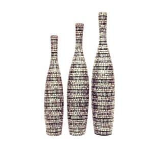 Jarrón de mesa negro contemporáneo con diseño de mosaico de nácar hecho a mano para exhibición floral - Product Image 4