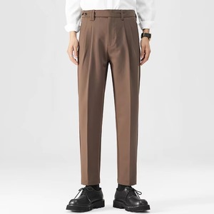 Pantalones de Traje Casuales Transpirables de Estilo Italiano para Hombre, Talla Grande, Cintura Elástica, Corte Recortado, Primavera-Otoño - Product Image 5
