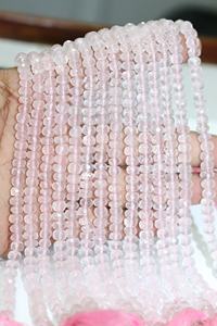 Quartz rose perles rondelle à facettes 6 mm 9 pouces brins pour la fabrication de bijoux perles en vrac - Product Image 2