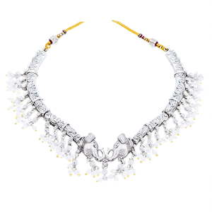 Ensemble de collier élégant 10575621WH avec diamants et pierres naturelles, plaqué rhodium, bijoux ethniques raffinés pour mariage, fête, anniversaires - Product Image 2