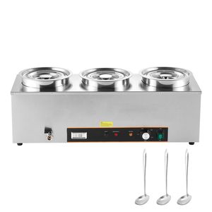 Scaldavivande Commerciale a Vapore con 3 Pentole in Acciaio Inox da 6,34QT, Temperatura Regolabile 86~185°F, 1500W - Product Image 1