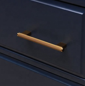 Poignée de meuble en laiton brossé antique, finition mate, design moleté, pour quincaillerie de cuisine, tiroir de commode, poignée de porte durable - Product Image 3