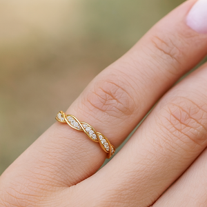 18K Gold Rhodium Plated Minimalist Lab Grown Diamond Engagement Wedding Ring Geometric <b>Infinity</b> Twist Prong Set Certified Ring - Product Image 3