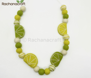 Handmade Eco-friendly <b>Wool</b> Felt Citrus Fruit Garland-Lemon Lime Slice Pom Pom Streamer for Birthday Halloween Summer Nursery - Product Image 1