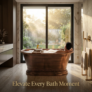Baignoire en cuivre vintage artisanale avec motifs gravés ornementaux, baignoire autoportante de luxe pour hôtels, villas et maisons - Product Image 3