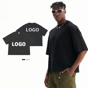 Men's Oversized Black Cotton T-<b>Shirt</b> With Front Logo Print Street Style Short Sleeve O-Neck Jersey Fit <b>100</b>% Cotton Men's T-<b>Shirt</b> - Product Image 1