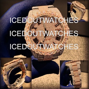 Reloj Deportivo de Lujo para Hombre, Estilo Hip Hop, Caja de Acero Inoxidable, Cristal de Moissanita, Correa de Acero Inoxidable, Resistente al Agua 10 Bar - Product Image 3