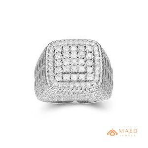 Anillo de Moissanita en Tono Plateado para Hombre, Joyería de Lujo Estilo Hip Hop, Chapado en Oro, Regalo de Aniversario - Product Image 1