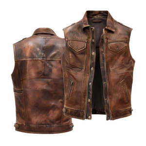 Chaleco de Cuero Personalizado para Hombre, Chaleco sin Mangas de Cuero Genuino Suave, Prenda Exterior Elegante e Informal, Venta al Por Mayor Directa de Fábrica OEM - Product Image 5