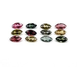 Pierre précieuse naturelle multi-tourmaline taille marquise 3,50*7 mm, tourmaline facettée pour la création de bijoux, certifiée IGI - Product Image 2