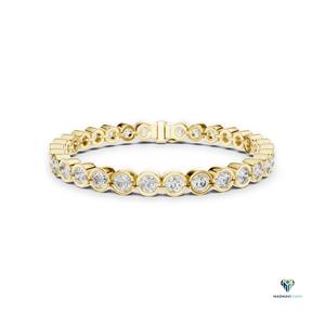 9.30 CT Yellow <b>Gold</b> Round Lab Grown Diamond Bezel Set Tennis Bracelet in 14K <b>Solid</b> <b>Gold</b> - Product Image 1