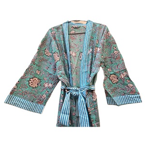 Kimono acolchado de algodón 100% para mujer, Kimono estampado a mano de longitud larga, ropa de verano suave, vestido informal para verano y primavera - Product Image 4