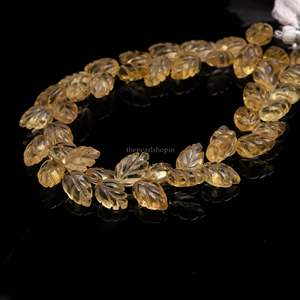 ลูกปัดพลอยซิทรินธรรมชาติรูปใบไม้ ลูกปัดพลอยซิทรินแกะสลักด้วยมือ ขนาด 10-11 มม. สำหรับทำเครื่องประดับ DIY อุปกรณ์เสริม - Product Image 5