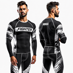 Rashguard de compression professionnel personnalisé à manches longues pour BJJ et MMA, imprimé par sublimation, pour grappling, sparring et entraînement - Product Image 6