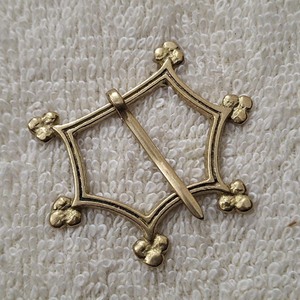 Hebilla de latón estilo medieval, adorno de cinturón con pasador de cobre, hebilla de cinturón para disfraz histórico, hebilla metálica, broche medieval TT-0919 - Product Image 1
