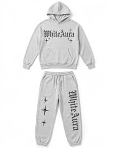 Conjunto Deportivo WhiteAura, Sudadera con Capucha Unisex, Pantalones Deportivos con Cordón, Cierre de Cremallera, Poliéster, Ropa Casual de Invierno, Transpirable - Product Image 2
