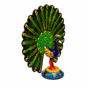 Figurine de paon en métal contemporaine artisanale |   Décoration d'intérieur colorée, cadeaux et présentoirs de table - Product Image 4