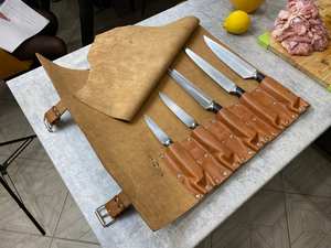 Nouvelle pochette de rangement pliable en cuir pour couteaux de cuisine, sac à couteaux de chef avec un savoir-faire exquis LKR-0227 - Product Image 5