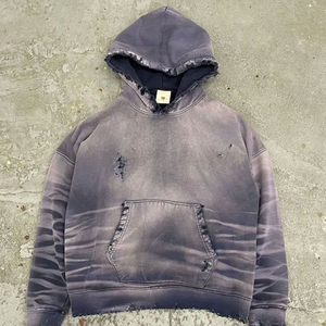 Sudadera con capucha extragrande personalizada para hombre, diseño de bolsillo en algodón French Terry con efecto teñido, manga regular, para otoño, unisex. - Product Image 4