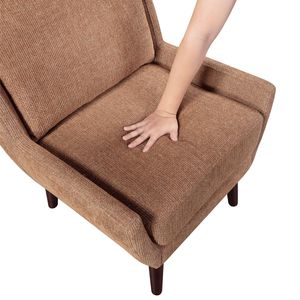 Poltrona Arancione con Gambe in Legno Massello, Rivestimento in Ciniglia, Stile Contemporaneo per Soggiorno - Product Image 6