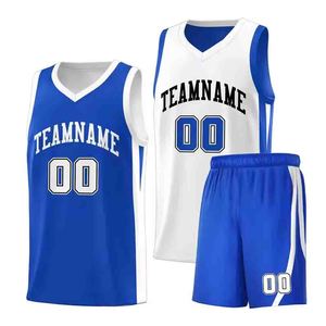 Ensemble de maillots de basket-ball sublimés personnalisés, sans manches, col en V, nom de l'équipe, numéro imprimé, uniforme sportif - Product Image 1