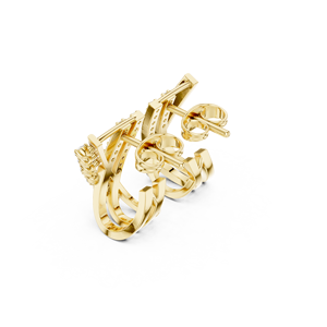 Pendientes de Aro Bali con Circonitas Florales en Plata de Ley 925 Chapada en Oro de 18K, Joyería Elegante y Moderna para Mujer - Product Image 4