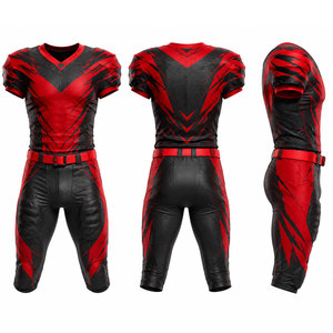 Ensemble Maillot et Pantalon de Football Rouge et Noir par Sublimation pour Homme – Respirant 100% Polyester – Détection par Aiguille – Adulte - Product Image 1