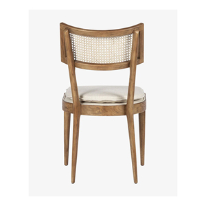 Outdoor Dining <b>Chair</b> Natural <b>Teak</b> Wood And Rattan With Cushion Upholstery Furniture Living Room - Davin - Product Image 3