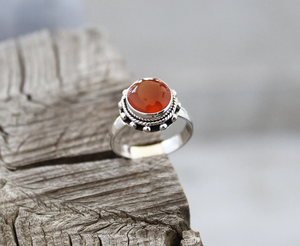 Carnelian Gemstone Midi <b>Ring</b> <b>925</b> <b>Silver</b> Handmade Statement <b>Ring</b> Boho Jewelry - Product Image 3