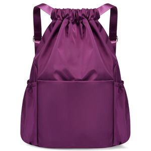 Mochila Morada con Cordón, Bolsa Deportiva de Poliéster, Correas Ajustables, Diseño Liso, Suministros al por Mayor OEM - Product Image 1