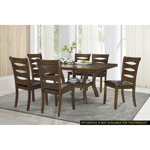 Set da Pranzo Transizionale 7 Pezzi con Finitura Marrone, Mobili in Legno con Tavolo Allungabile e 6 Sedie Laterali per Sala da Pranzo - Product Image 1