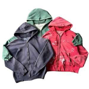Nouveau sweat à capuche vintage pour homme, coupe oversize, en coton épais 100 %, délavé à l'acide, imprimé et zippé, idéal pour l'hiver - Product Image 1