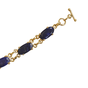 Jewelry Manufacturer Recycled Brass Gemstone Bracelet - 18K Gold Plated Blue Gemstone Wholesale Jewelry India - Product Image 5