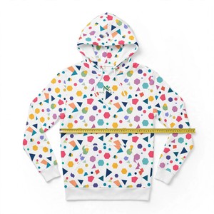 Sudadera con capucha para hombre NEXTEX con estampado de confeti, diseño geométrico colorido, bolsillo canguro, capucha con cordón ajustable, estilo casual. - Product Image 5