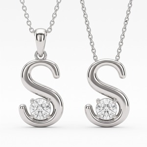 จี้เพชรตัวอักษรชุบทอง 18K สุดหรู ตัวอักษร S เพชรเลี้ยงในห้องปฏิบัติการ พร้อมเพชรทรงกลมเจียระไนแบบเหลี่ยม ของขวัญเครื่องประดับสำหรับทุกเพศ - Product Image 4