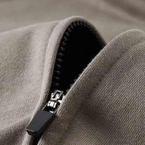 Sudadera con capucha y cremallera de alta calidad para hombre, de gran tamaño, color sólido, algodón, felpa francesa, informal, para otoño, 100% algodón - Product Image 6