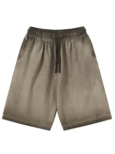 Men's Solid <b>Olive</b> <b>Green</b> Terry Cotton V-neck <b>T</b>-<b>Shirt</b> Shorts Set Casual Summer Wear Breathable Knitted Elastic Waist Custom Logo - Product Image 6