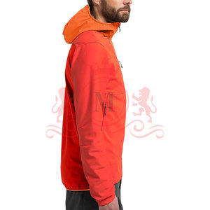 Veste polaire à capuche pour homme, coupe-vent, couleur unie, fermeture éclair, vêtements décontractés d'extérieur, rouge automne, coupe régulière - Product Image 4