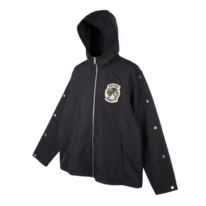 Custom Men <b>Black</b> Hooded <b>Windbreaker</b> Jacket Waterproof Lightweight Streetwear Reflective Sportswear Windproof Casual Outdoor Coat - Product Image 3