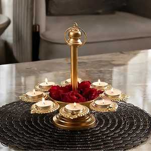 Metal Circular <b>Candelabra</b> With Diya Holders For Religious Activities And Festive Decorations - Product Image 6
