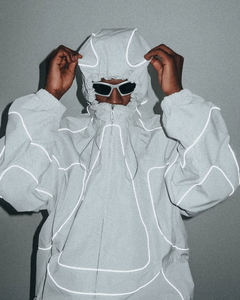 ชุดแจ็คเก็ตกันลมสะท้อนแสงและกางเกงวอร์มสำหรับผู้ชาย ทำจากโพลีเอสเตอร์และไนลอน กันน้ำ เหมาะสำหรับเล่นกีฬากลางแจ้ง - Product Image 2