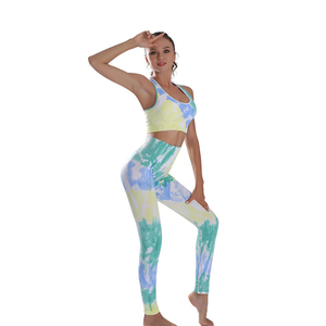 Custom Logo Printed Fitness Gym Wear Two Piece <b>Seamless</b> <b>Leggings</b> Set High Elasticity Running Sports Set Active Wear Workout - Product Image 1