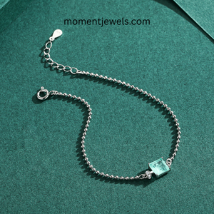 925 Sterling Silver <b>Beaded</b> <b>Bracelet</b> Square Tourmaline Zircon Charm <b>Bracelet</b> <b>Gold</b> Plated Geometric Jewelry Gift - Product Image 3