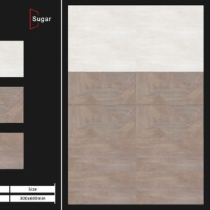 Elegantes azulejos de porcelana con superficie efecto azúcar de 300x600 mm, diseñados para interiores contemporáneos con textura suave y vitrificados para mayor durabilidad. - Product Image 1