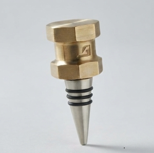 Bouchon de bouteille de vin en métal avec finition argentée et dorée, fermeture hermétique pour bouteilles de vin, bouchon de bouteille géométrique moderne - Product Image 5