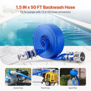 High Quality 1.5 X 50 ft Blue PVC Backwash Hose Aluminum Fittings Camlock PVC Hose Clamps for Various <b>Pool</b> Tools <b>Accessories</b> - Product Image 2