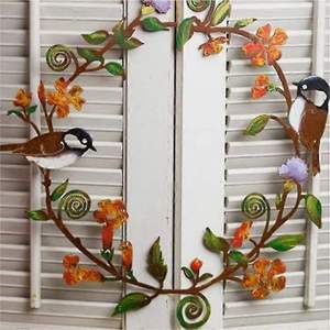 Guirnalda Floral Metálica de Cobre Verdigris para Colgar en la Pared, Decoración Vintage con Aro de Flores y Cinta Dorada, Arte Mural para el Hogar - Product Image 3